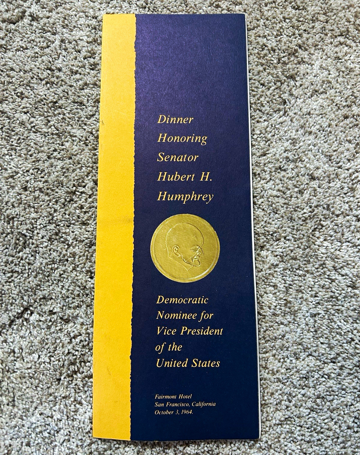 1964 Hubert H. Humphrey Vice Presidential Campaign Dinner Program