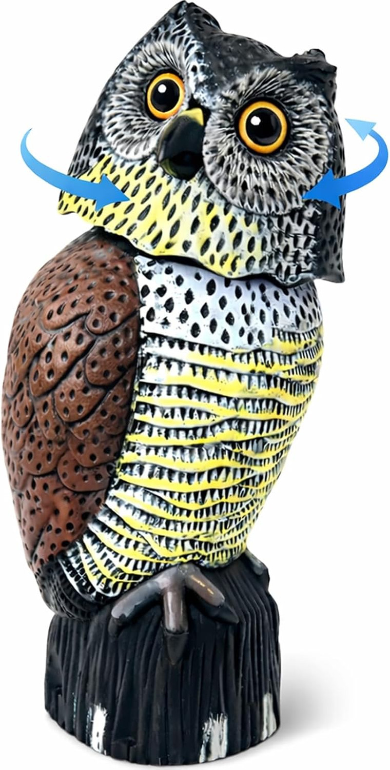 16" Large Owl Decoy with Rotating Head – Realistic Garden Statue
