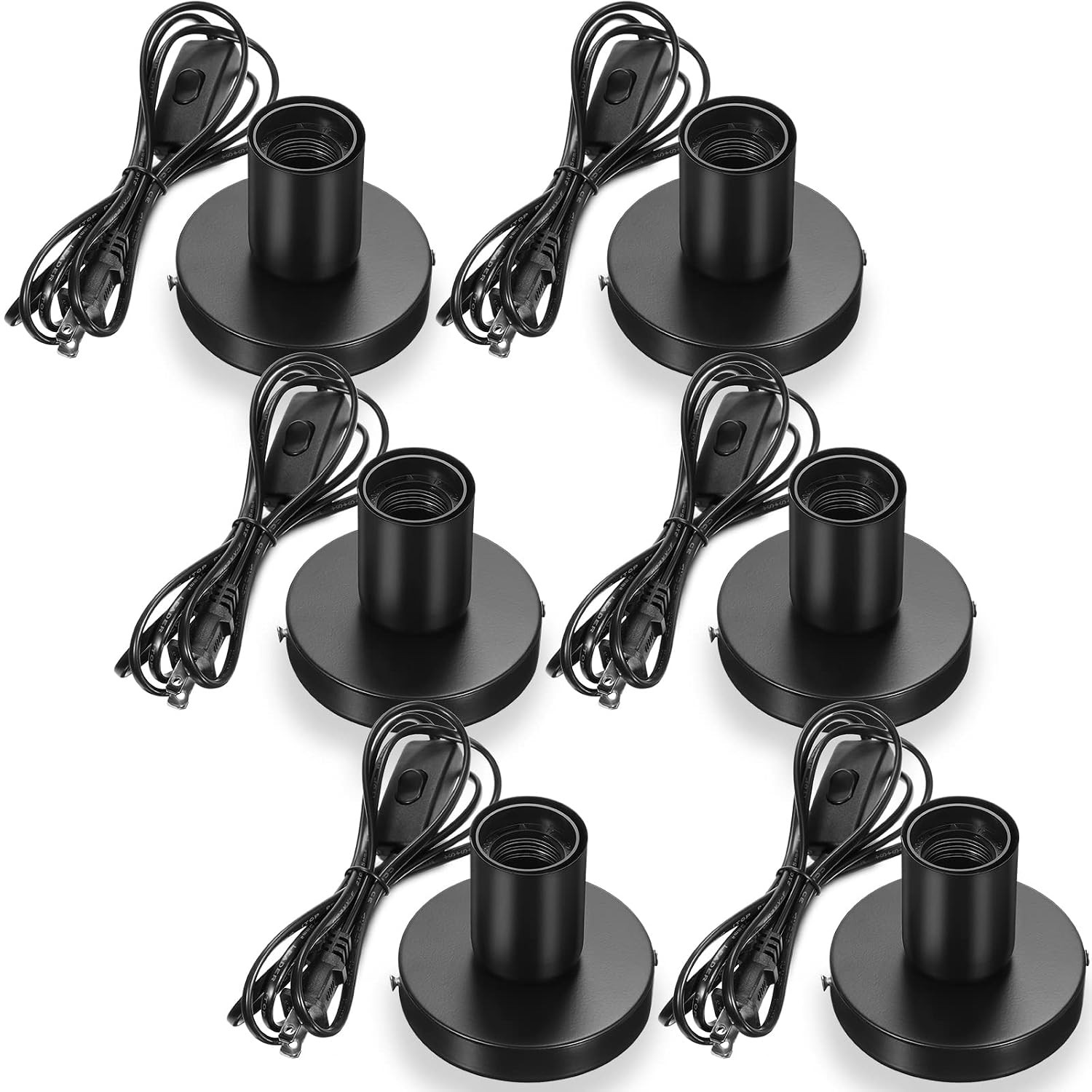 6 Pcs E26 Lamp Socket Base with 6 Ft Cord on off Switch,Black 6 Pcs E26 Lamp Socket Base with 6 Ft Cord on off Switch,Black