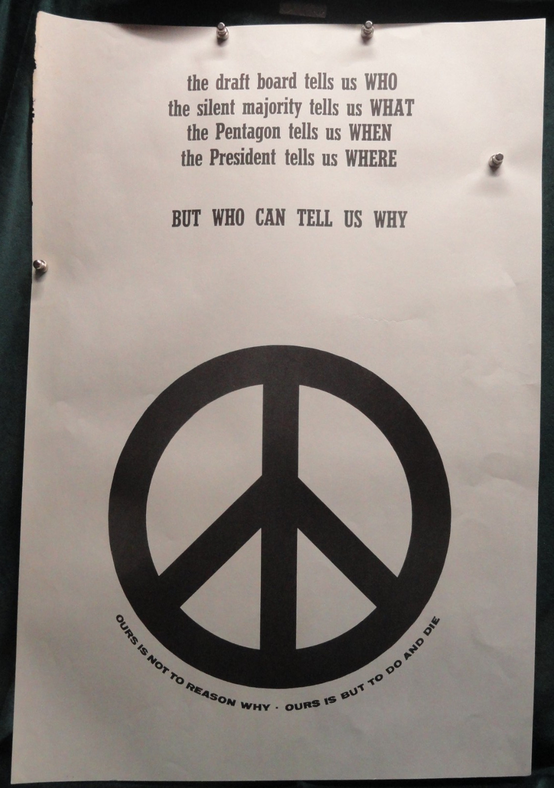 VERY RARE ORIGINAL late 1960s Anti-Draft Anti-Vietnam War Poster 19" x 28" LOOK VERY RARE ORIGINAL late 1960s Anti-Draft Anti-Vietnam War Poster 19" x 28" LOOK