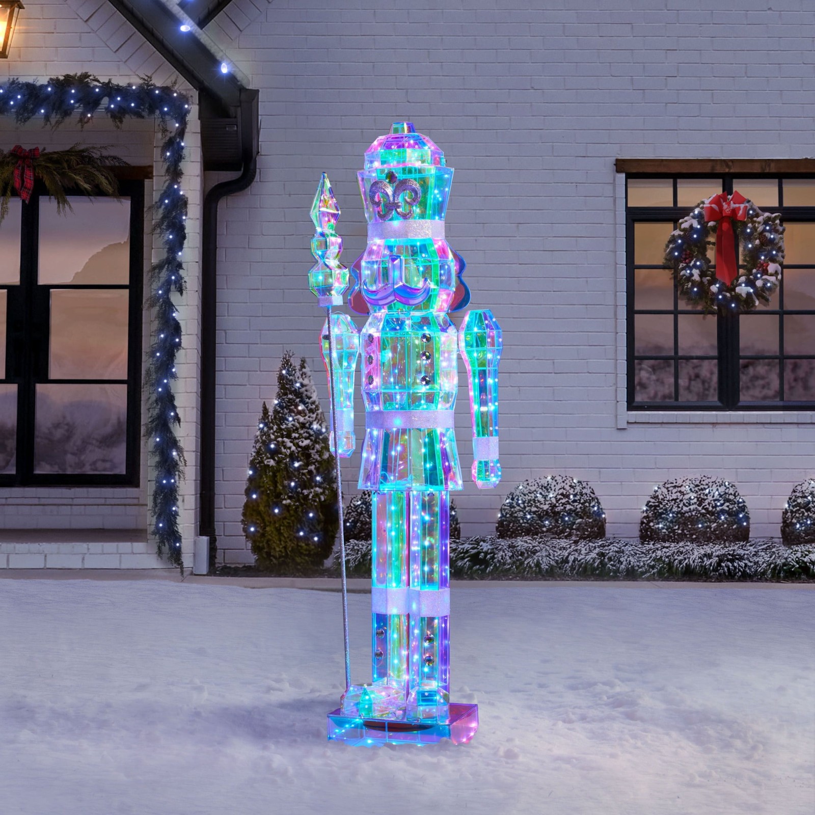 Member's Mark 6 FT Pre-Lit Prismatic Nutcracker Lifesize Nutcracker Yard Decor Member's Mark 6 FT Pre-Lit Prismatic Nutcracker Lifesize Nutcracker Yard Decor