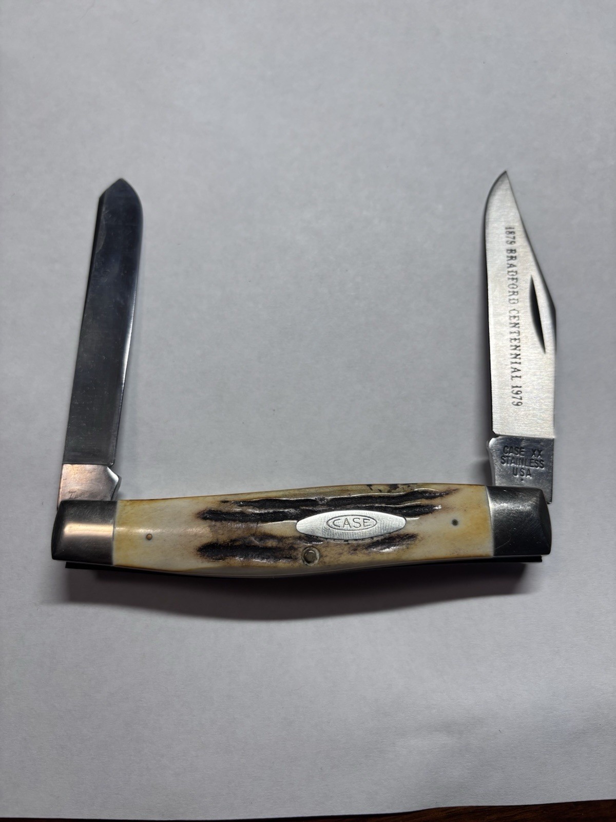 Vintage 1979 CASE XX USA 5275SP SSP Bradford Centennial Genuine Stag Moose Knife Vintage 1979 CASE XX USA 5275SP SSP Bradford Centennial Genuine Stag Moose Knife