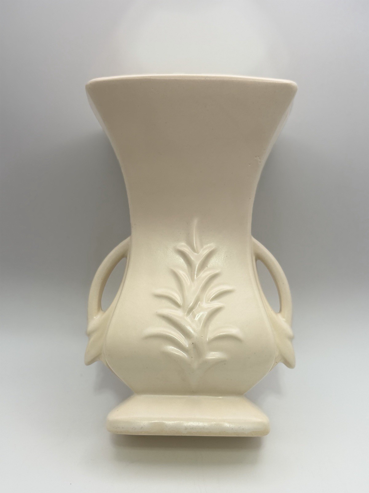 Vintage McCoy Cream White Ceramic Art Deco Vase with Handles Flowers 8” Tall Vintage McCoy Cream White Ceramic Art Deco Vase with Handles Flowers 8” Tall