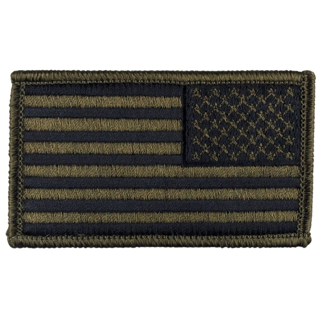 Reverse American Flag Patch - Subdued Olive Drab OD Green - Sew-On Patch Reverse American Flag Patch - Subdued Olive Drab OD Green - Sew-On Patch