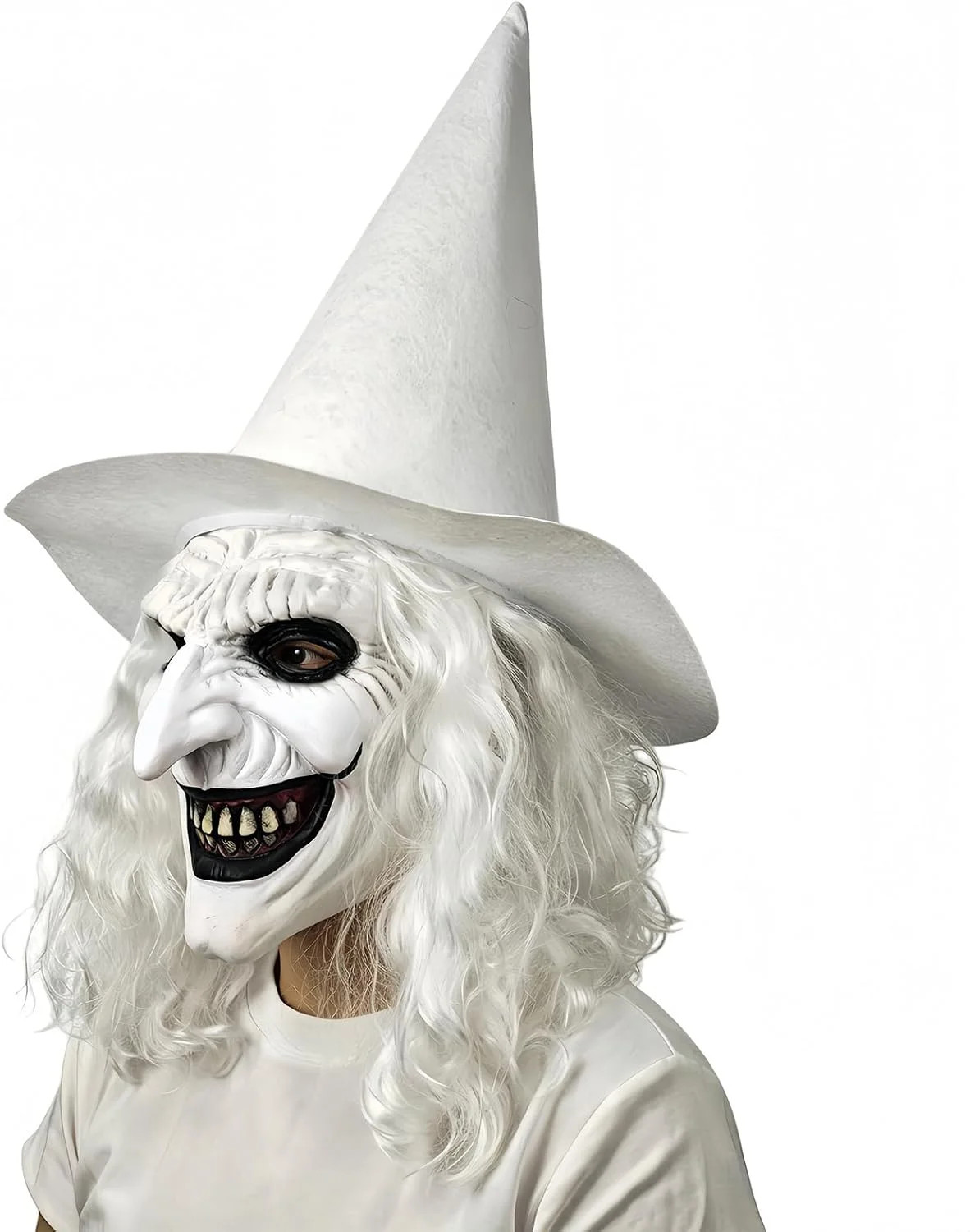 Scary Witch Mask Set, Pointed Nose, Evil Grin, Realistic Texture, Latex Material