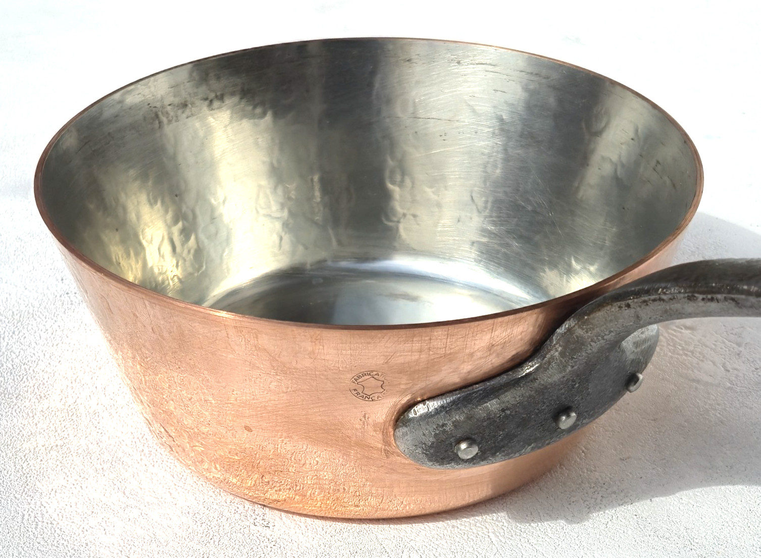 Vintage 8.1inch French Copper Saute Pan Made in France Hammered Stainless 4lbs Vintage 8.1inch French Copper Saute Pan Made in France Hammered Stainless 4lbs