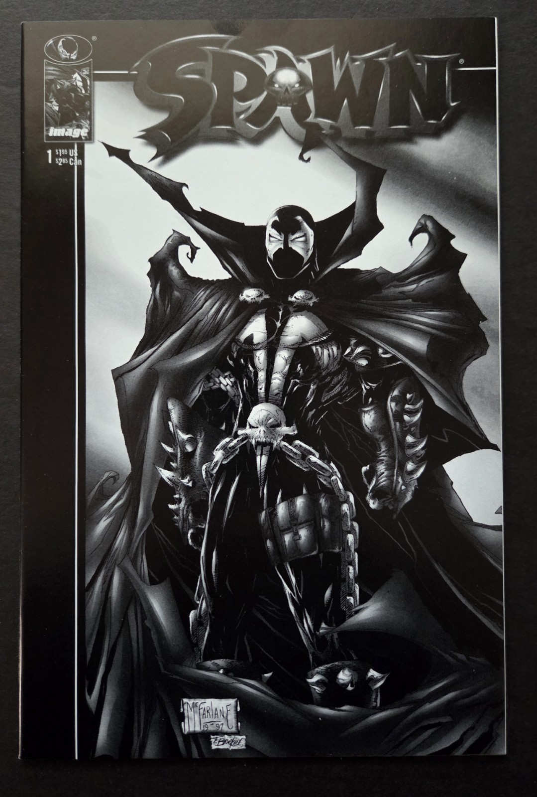SPAWN #1 (IMAGE, 1997) MCFARLANE BLACK & WHITE EDITION 1:50 VARIANT RARE VF