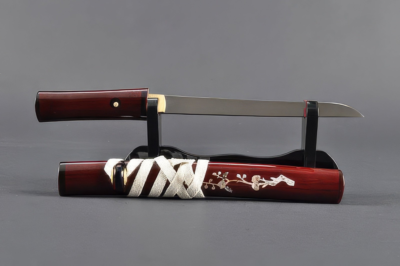Red Tanto - 1095 High Carbon Steel Hand Forged Clay Tempered Full Tang