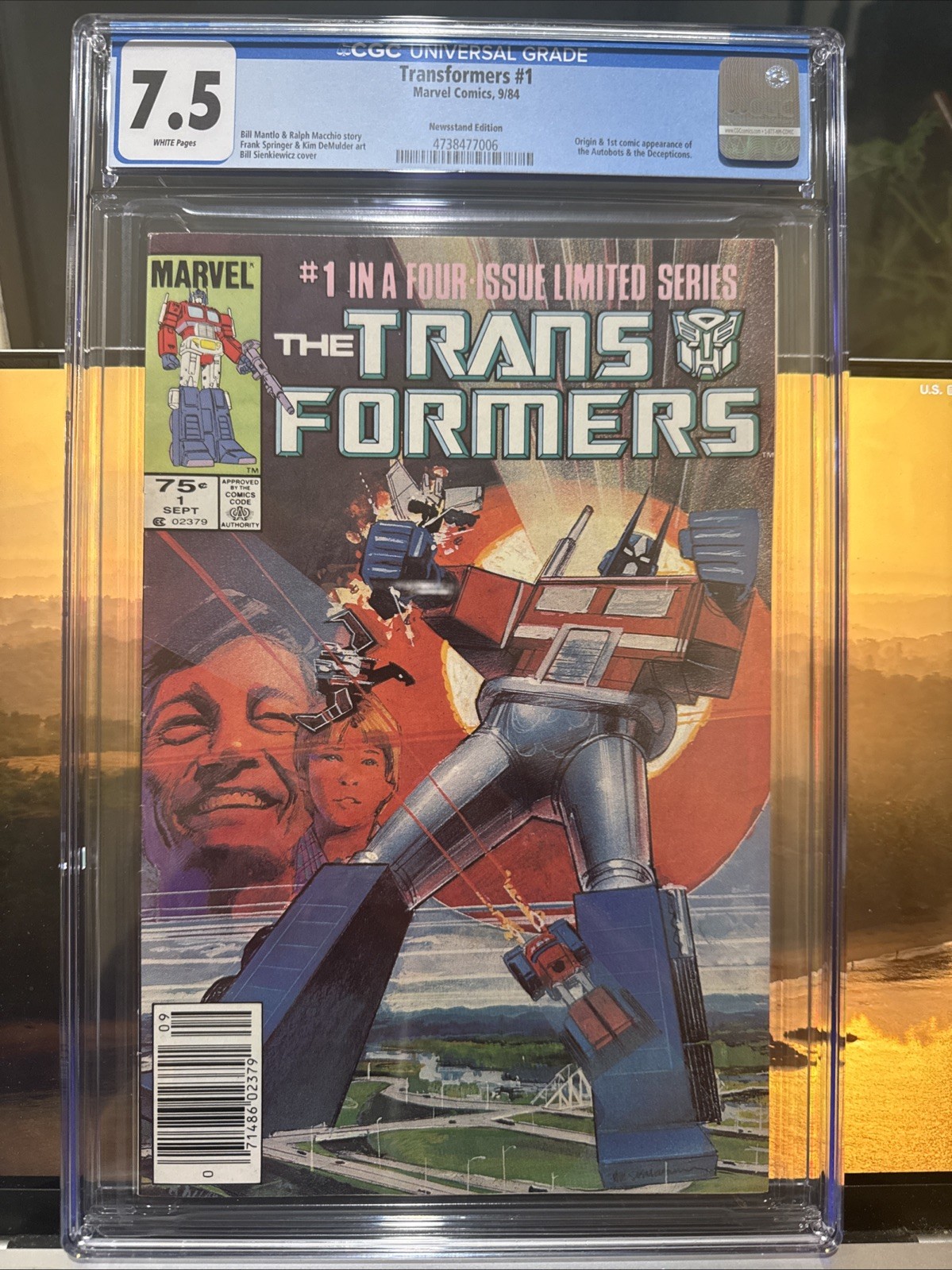 MARVEL TRANSFORMERS #1 CGC 7.5 1984 NEWSSTAND 1ST TRANSFORMERS IN COMIC MARVEL TRANSFORMERS #1 CGC 7.5 1984 NEWSSTAND 1ST TRANSFORMERS IN COMIC