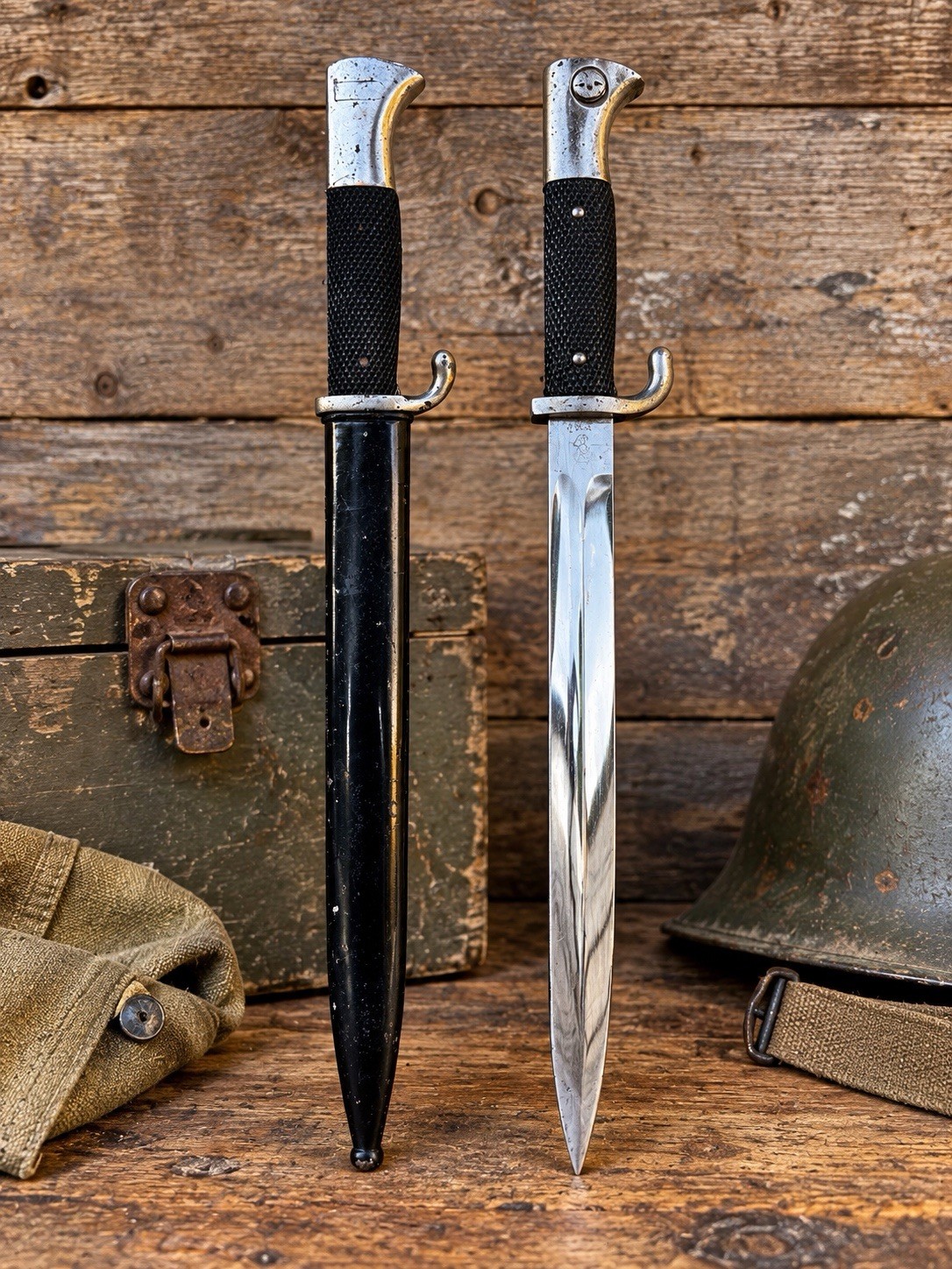 Antique Original WWII German K98 Dress Bayonet WKC Solingen With Scabbard VTG