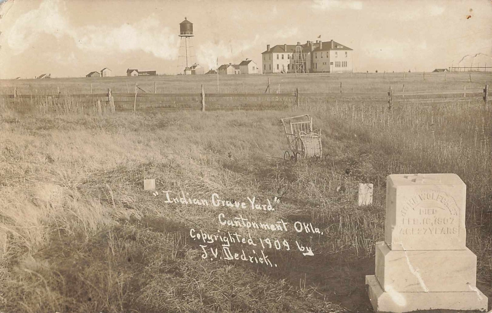 1909 Indian Grave Yard Cantonment Oklahoma RPPC J V Dedrick Native American 1909 Indian Grave Yard Cantonment Oklahoma RPPC J V Dedrick Native American