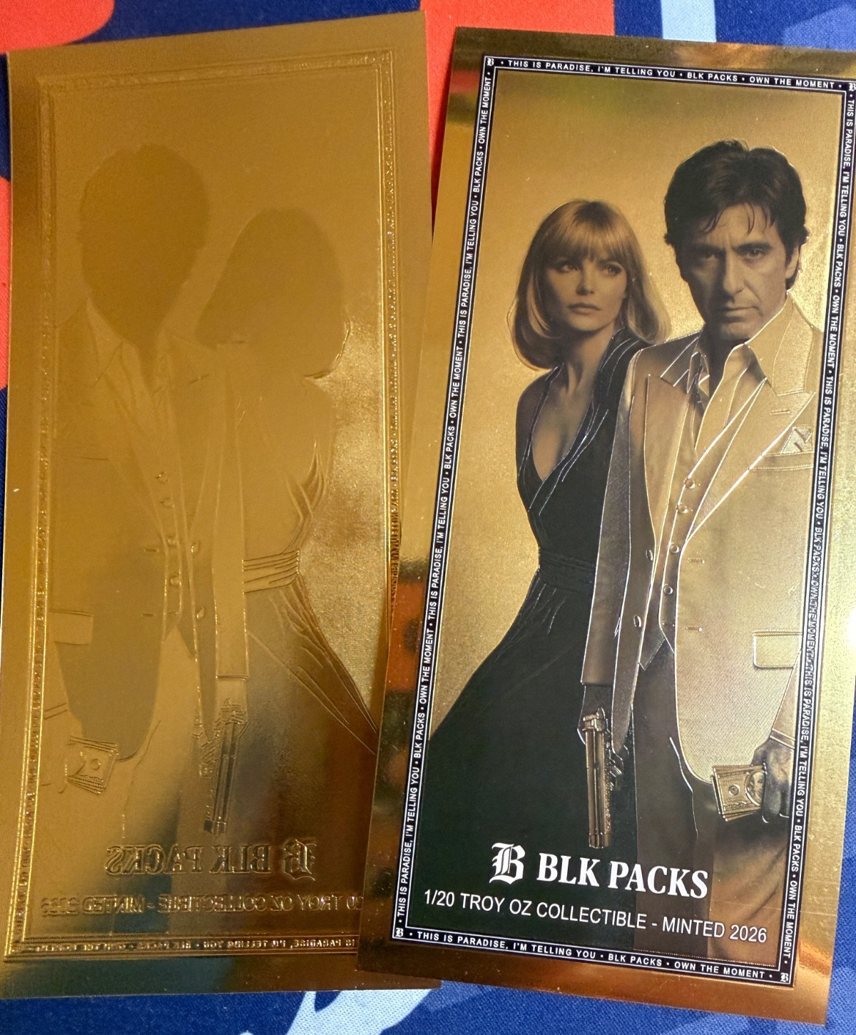 1 X Goldback 24K Foil Notes, 1/20 troy oz, ScareFace, BLK PACKS, Own The Moment 1 X Goldback 24K Foil Notes, 1/20 troy oz, ScareFace, BLK PACKS, Own The Moment