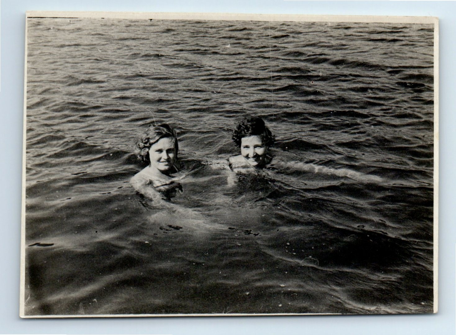 Soviet Photo Two Women Swimming in Open Water Vintage Soviet Photo Two Women Swimming in Open Water Vintage