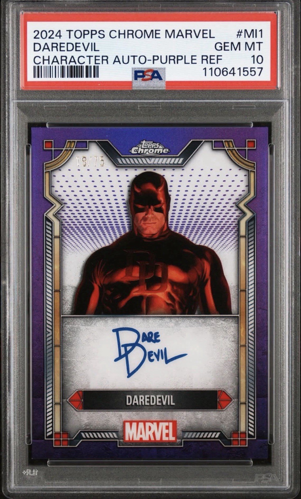 2024 Topps Marvel Chrome Daredevil Psa 10 Purple Autograph /75 Gem Mint #MI1 2024 Topps Marvel Chrome Daredevil Psa 10 Purple Autograph /75 Gem Mint #MI1