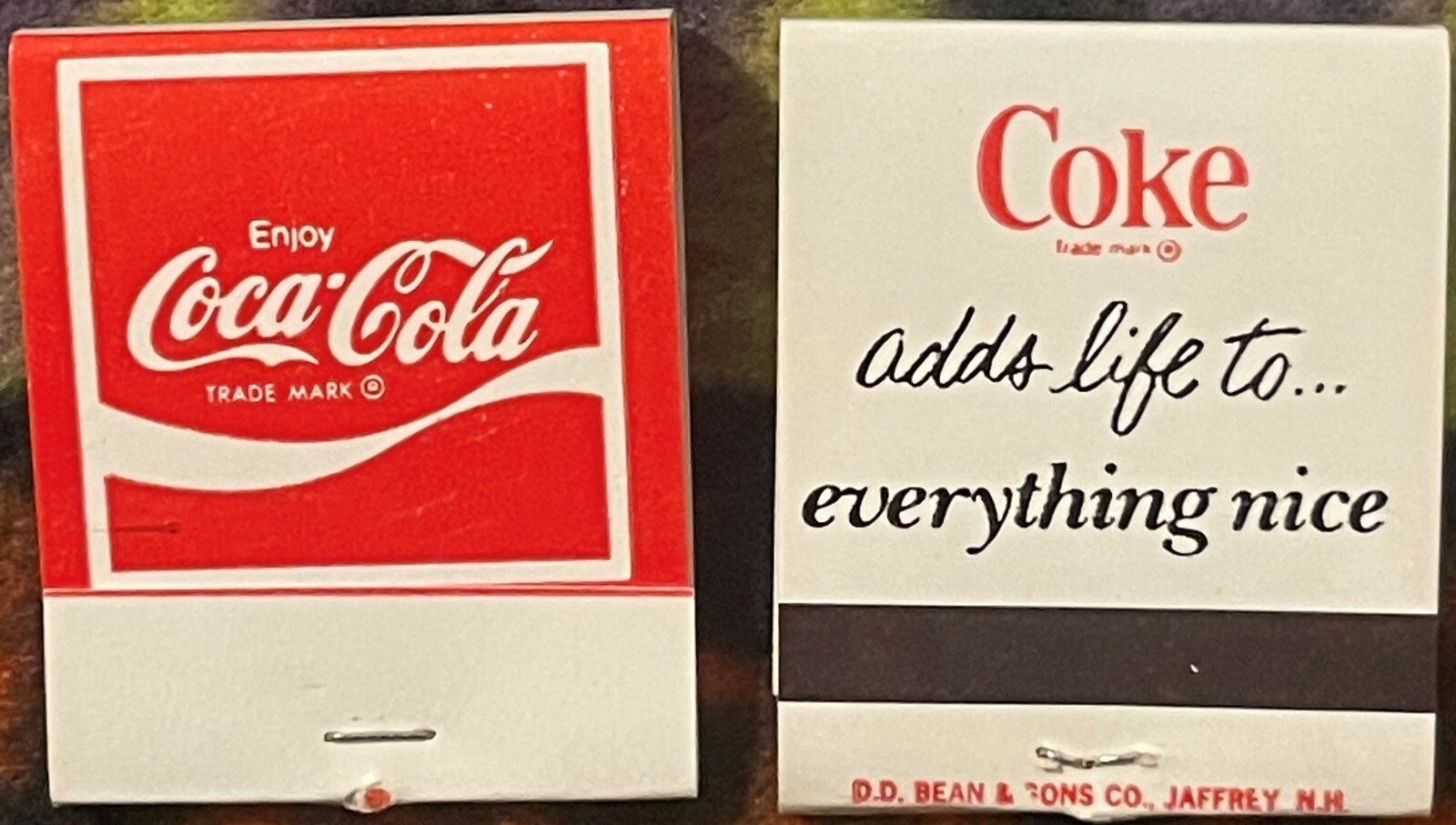 Vintage Coca-Cola Matchbooks 🥤 Set of 2 "Coke Adds Life" NOS D.D. Bean Vintage Coca-Cola Matchbooks 🥤 Set of 2 "Coke Adds Life" NOS D.D. Bean