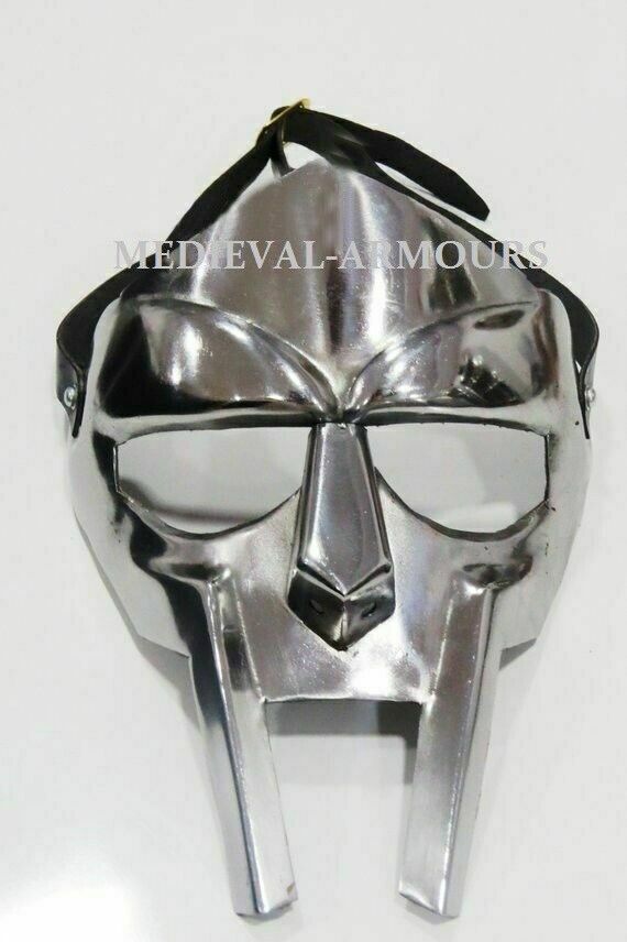 MF Doom Rapper Madvillain Gladiator Mask in Silver Finish Wearable LARP Costume