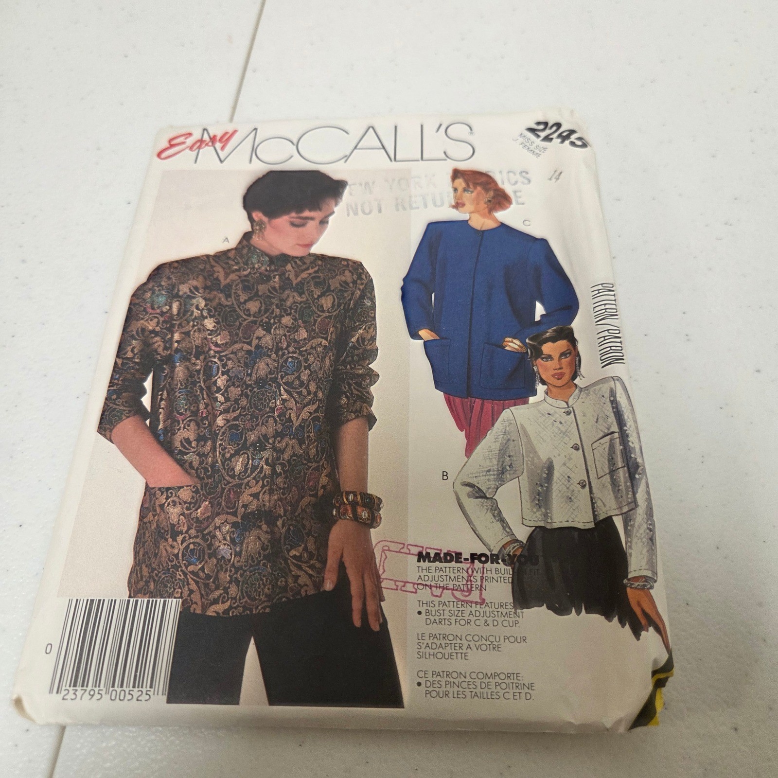 Vintage 1985 McCalls 2245 Sewing Pattern Misses Size 14 Jacket 3 Styles Easy Vintage 1985 McCalls 2245 Sewing Pattern Misses Size 14 Jacket 3 Styles Easy