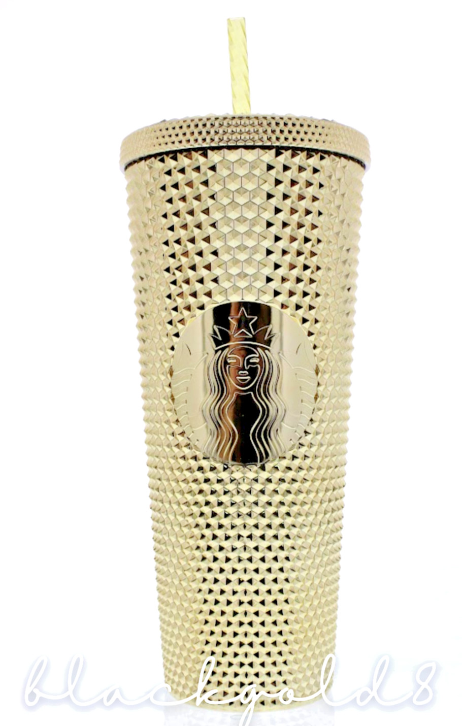 Starbucks Holiday 2022 Gold Bling Studded Cup with Straw - 24oz Starbucks Holiday 2022 Gold Bling Studded Cup with Straw - 24oz