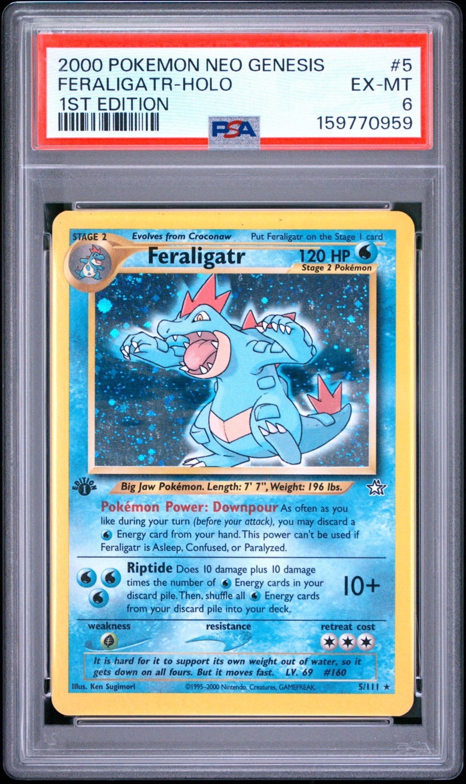 2000 Pokémon Neo Genesis Feraligatr #5/111 Holo 1st Edition PSA 6 EX-MT WOTC 2000 Pokémon Neo Genesis Feraligatr #5/111 Holo 1st Edition PSA 6 EX-MT WOTC