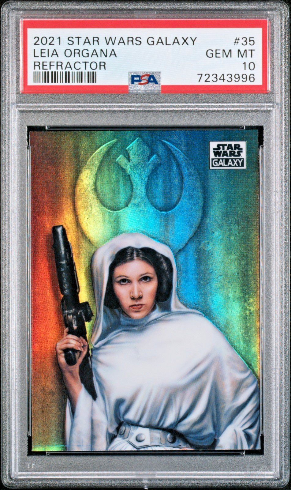 2021 Topps Chrome Star Wars Galaxy Leia Organa Refractor #35 PSA 10 RARE 2021 Topps Chrome Star Wars Galaxy Leia Organa Refractor #35 PSA 10 RARE