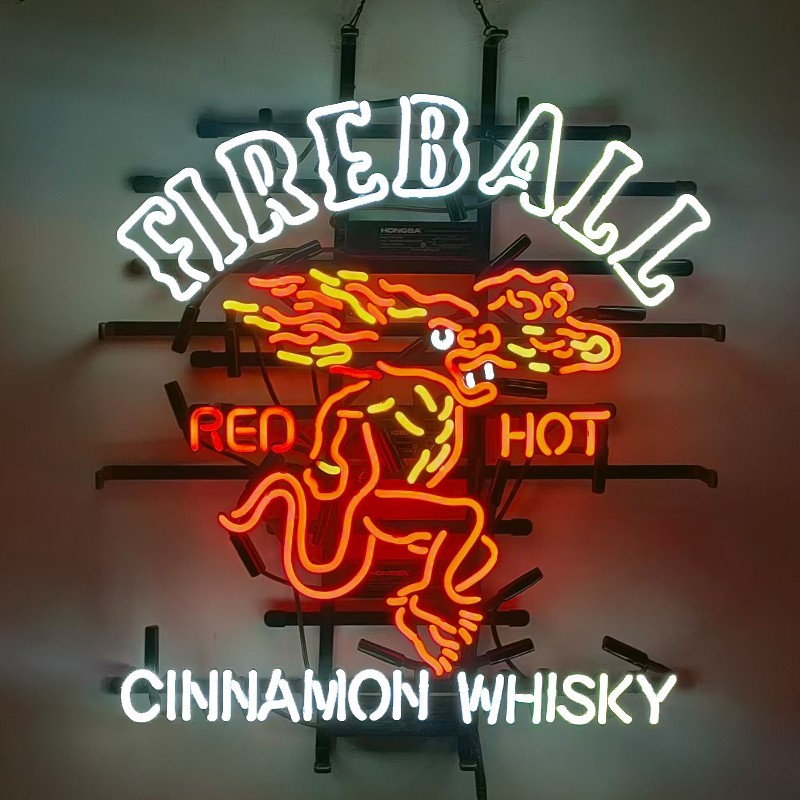 Fireball Red Hot Cinnamon Whisky Neon Sign 24"x20" Bar Club Decor Gift Fireball Red Hot Cinnamon Whisky Neon Sign 24"x20" Bar Club Decor Gift