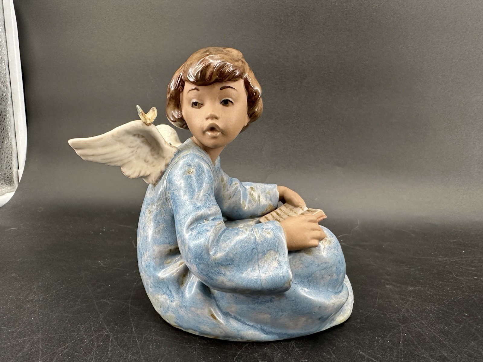 Vintage 1988 Lladro Angel w/ Book & Butterfly #2184 Made in Spain