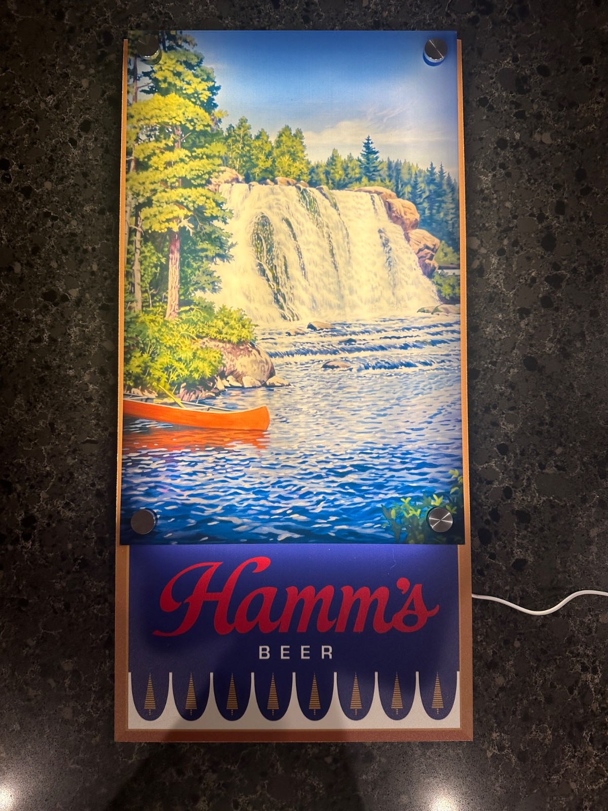 Hamm's Beer Northwoods Waterfall Backlit LED Bar Sign