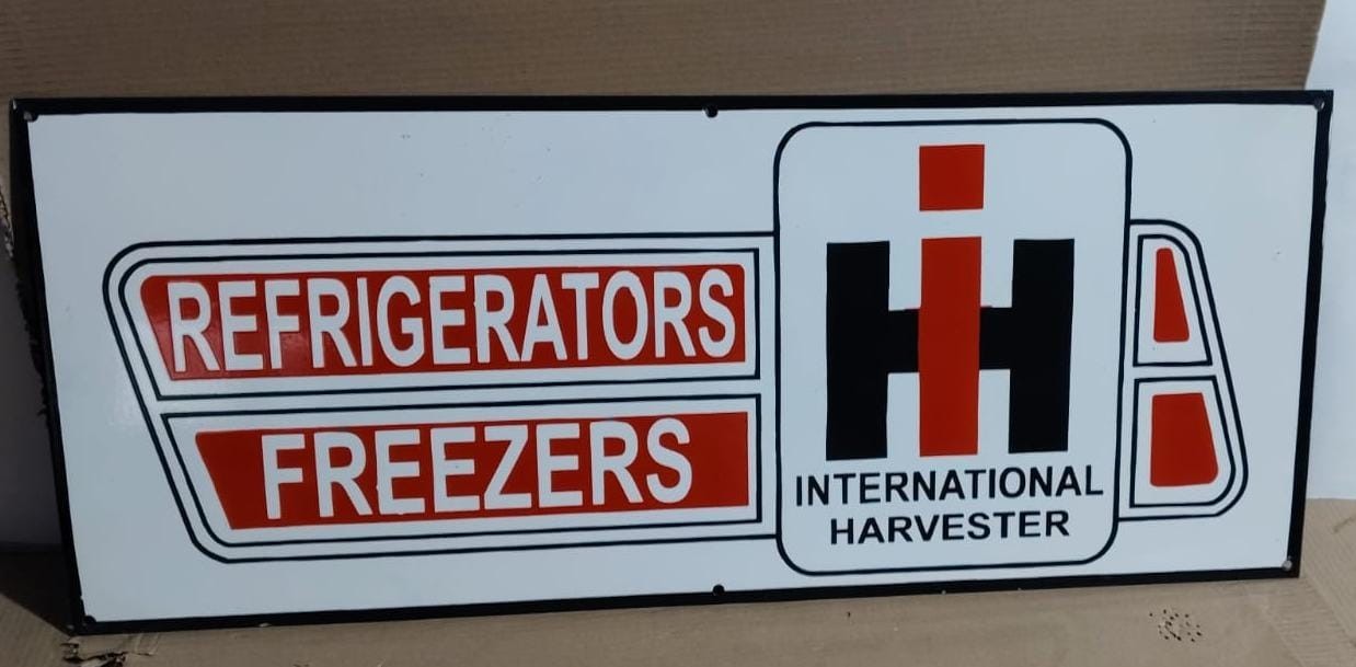 International Harvester Porcelain Enamel Sign 36 x 15 Inches 1 Sided International Harvester Porcelain Enamel Sign 36 x 15 Inches 1 Sided
