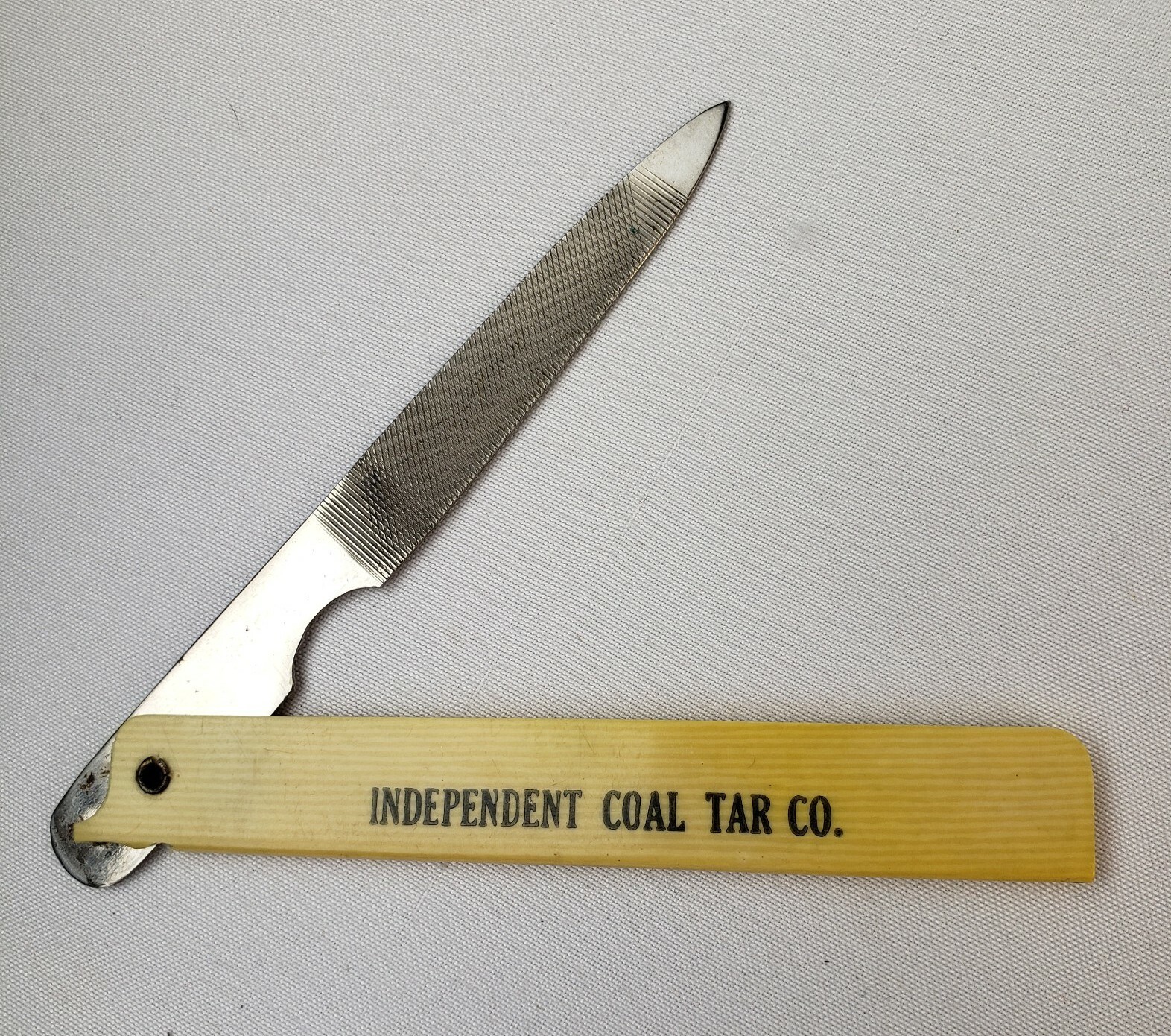 Antique Vintage Advertising Independent Coal Tar Celluloid File Albany NY Sign