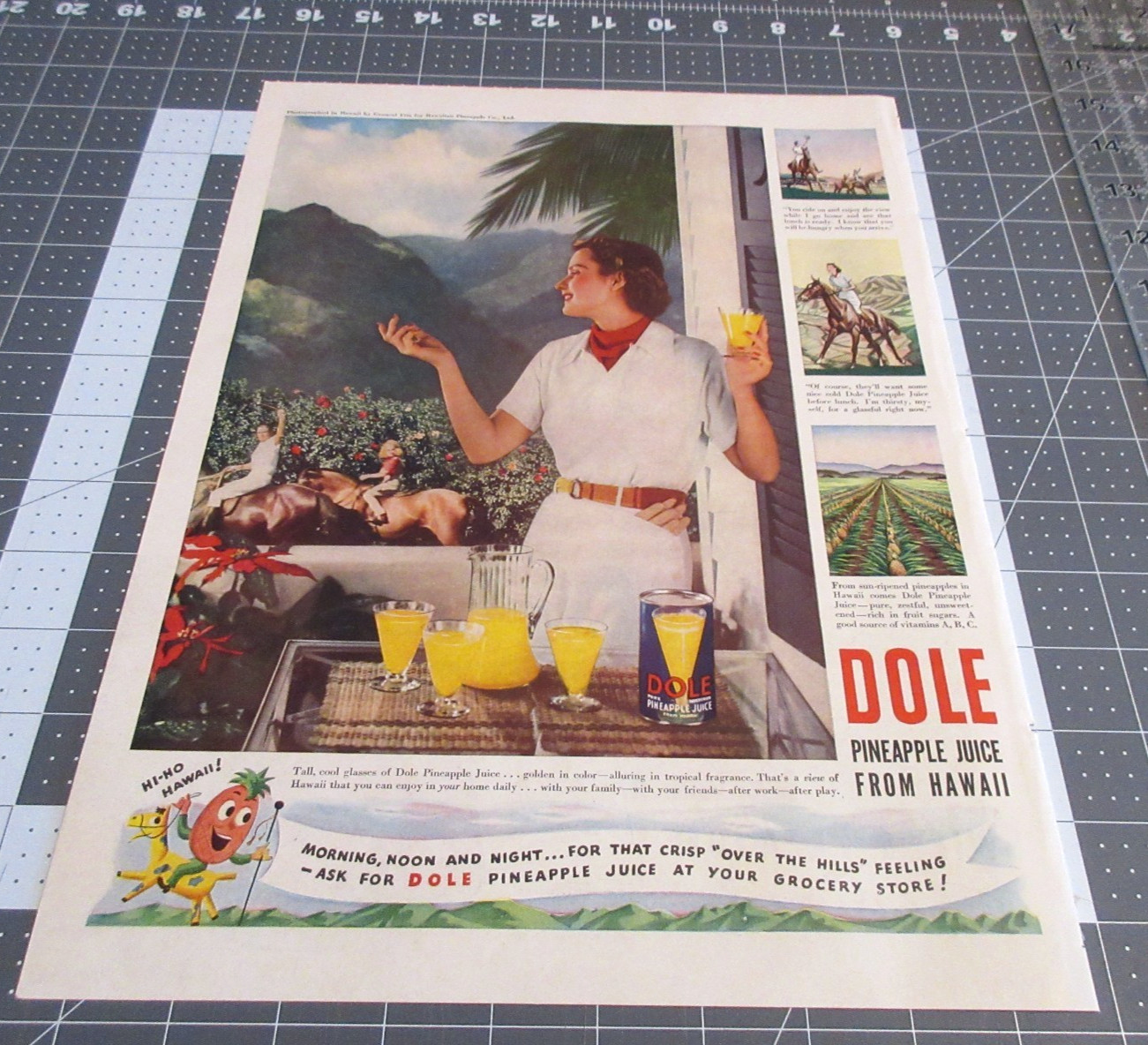 1939 Dole Pineapple Juice from Hawaii HI-HO Hawaii Vintage Print Ad