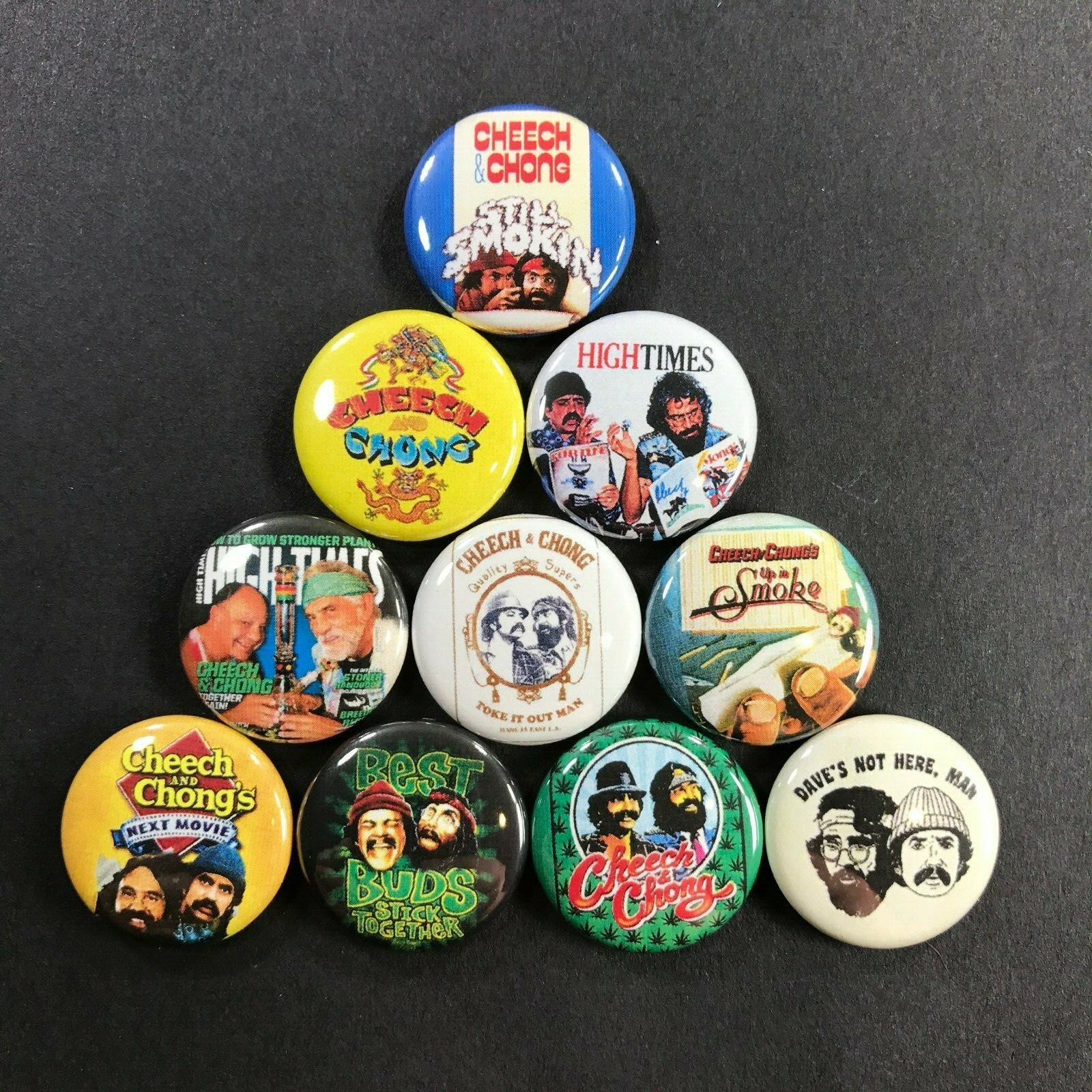 Cheech and Chong 1" Button Pin Set Stoner Comedy Marijuana Weed Classic Cheech and Chong 1" Button Pin Set Stoner Comedy Marijuana Weed Classic
