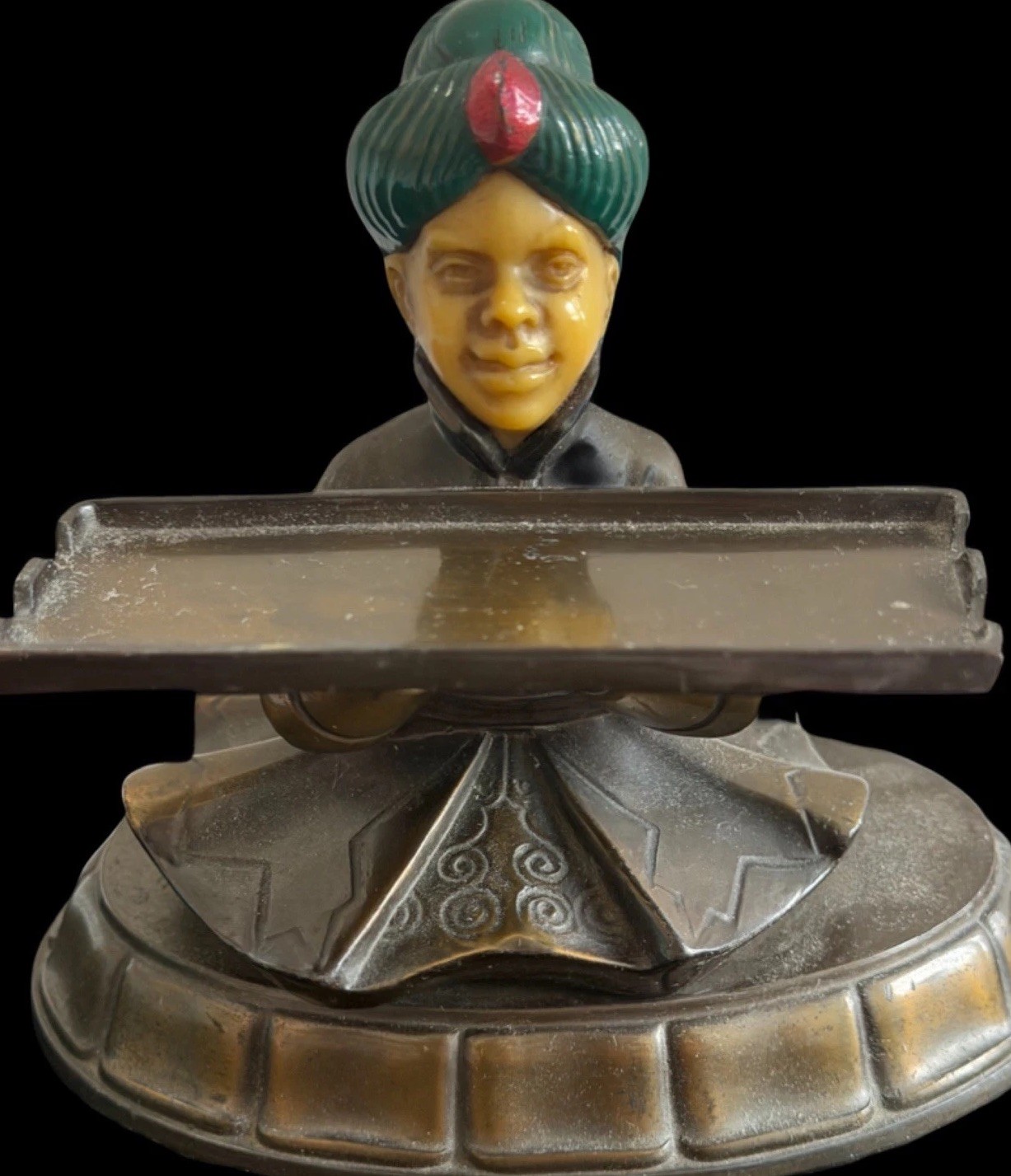 Antique German Art Deco Orientalist Fountain Pen Rest Galalith Valet Figure 4.5” Antique German Art Deco Orientalist Fountain Pen Rest Galalith Valet Figure 4.5”