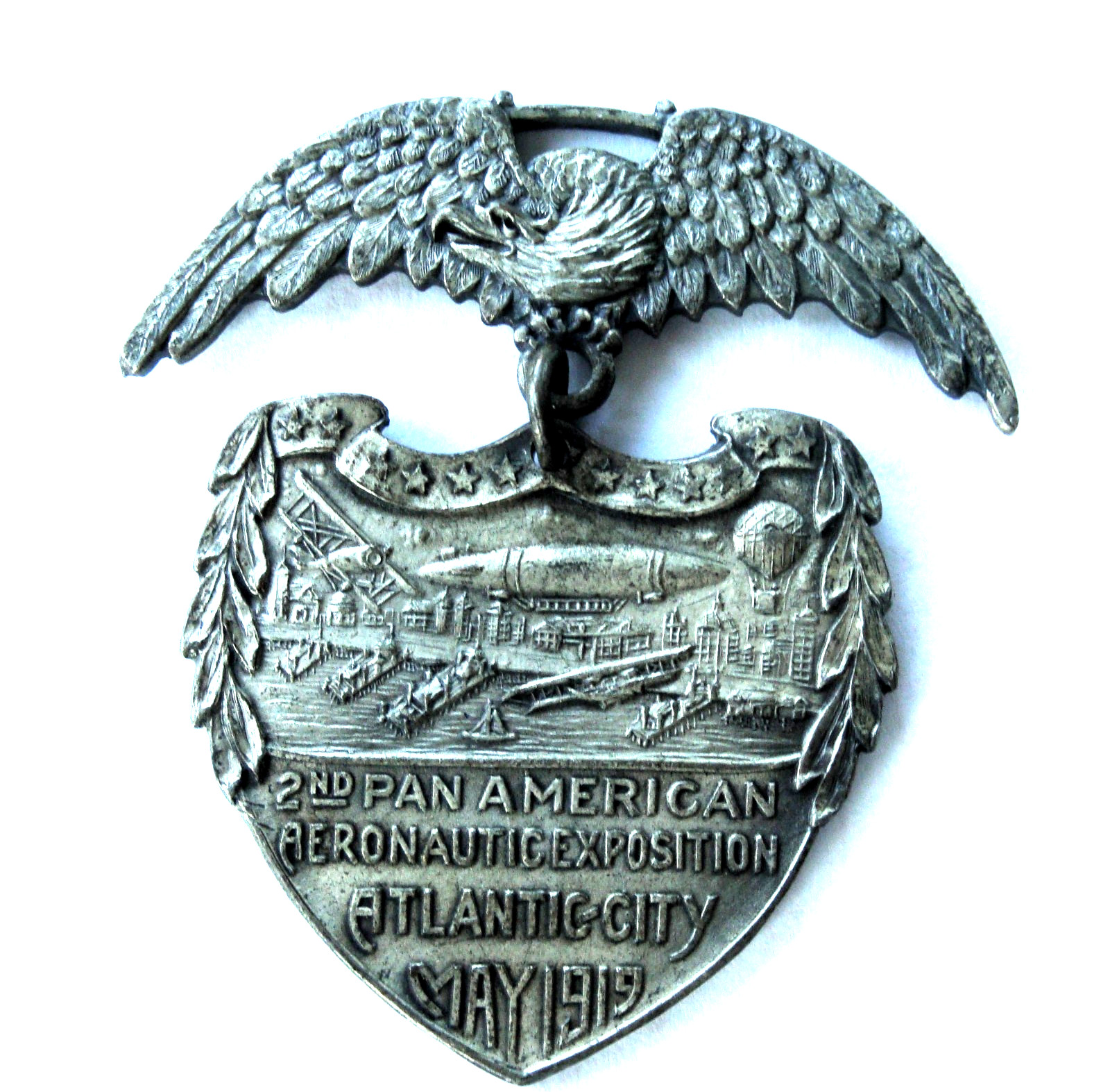 PAN AMERICAN AERONAUTIC EXPOSITION MEDAL 2nd ATLANTIC CITY 1919 ORIGINAL VINTAGE PAN AMERICAN AERONAUTIC EXPOSITION MEDAL 2nd ATLANTIC CITY 1919 ORIGINAL VINTAGE