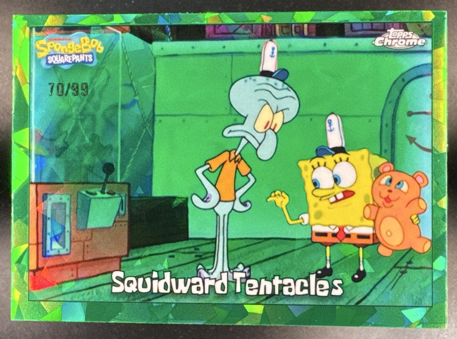 2025 Topps Chrome SpongeBob Sapphire Squidward Tentacles Green /99 #23 2025 Topps Chrome SpongeBob Sapphire Squidward Tentacles Green /99 #23