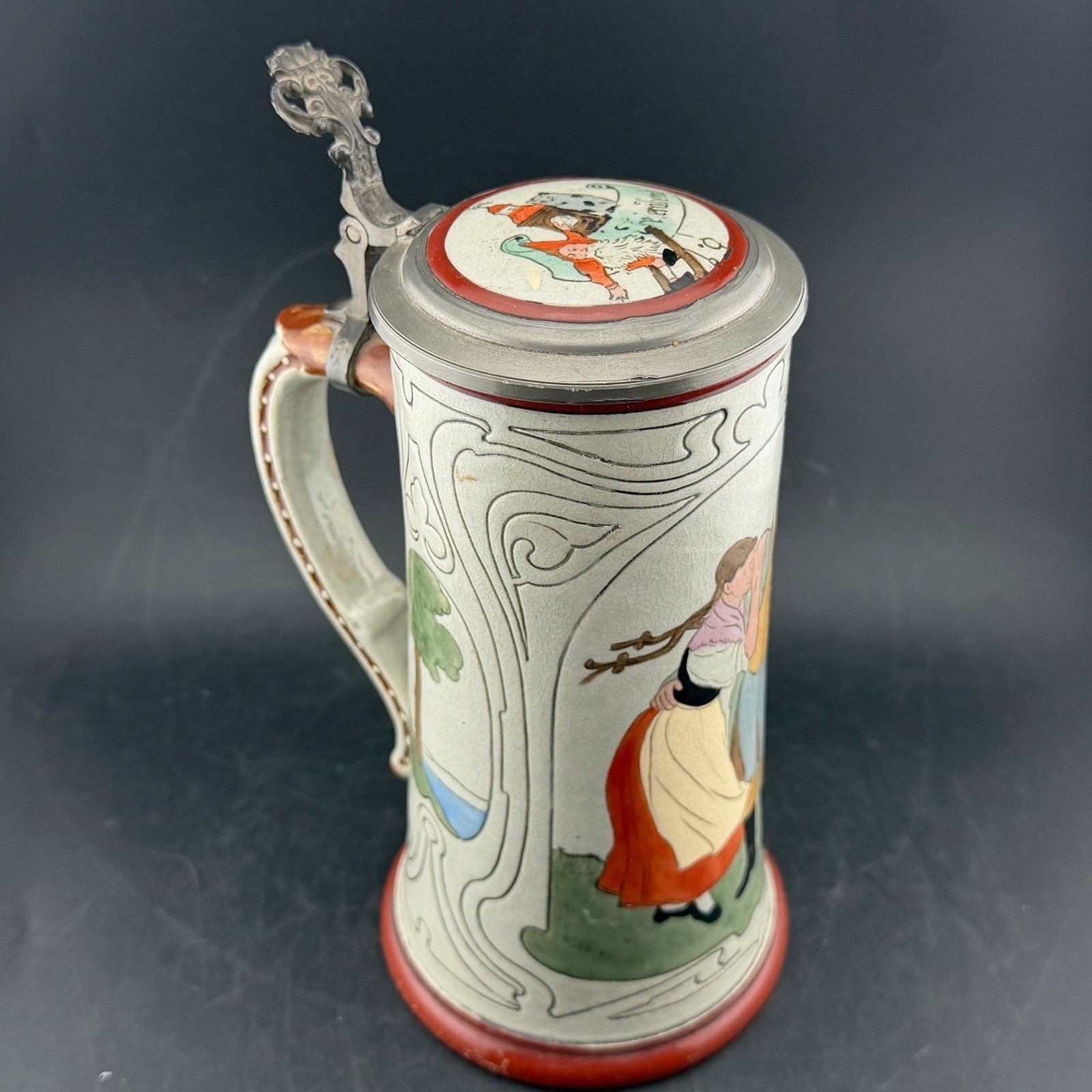 Vintage German Beer Stein-0.5L, Lidded Stoneware Gnome, Feierabend 834 Germany Vintage German Beer Stein-0.5L, Lidded Stoneware Gnome, Feierabend 834 Germany