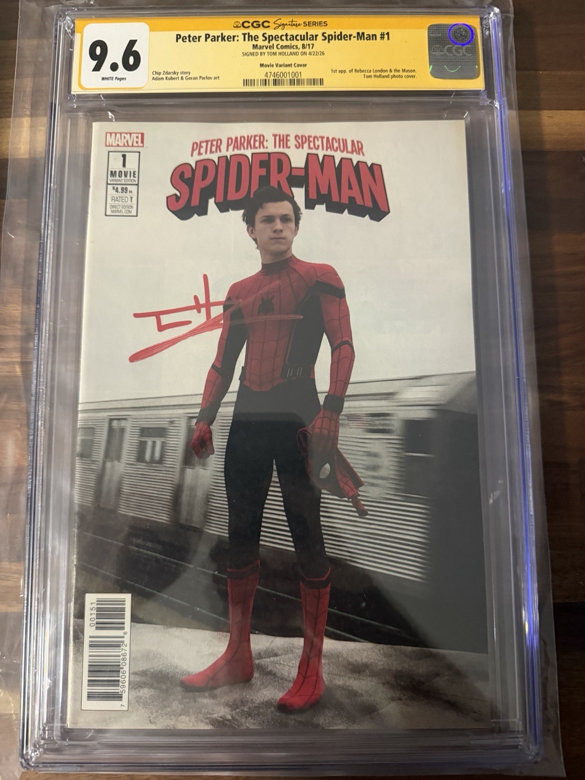 Spectacular Spider-Man #1 Signed Tom Holland Movie Photo Cover AUTO CGC 9.6 SS