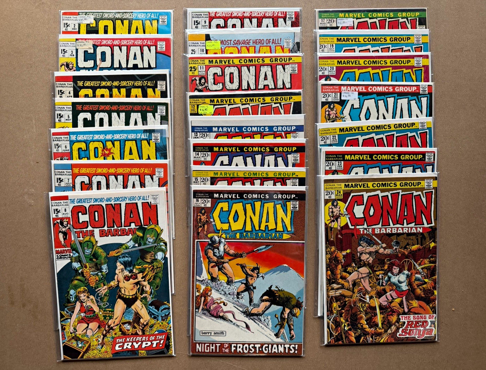 CONAN THE BARBARIAN #2-24 LOT NO 18 (1970) Marvel Bronze KEY 1st RED SONJA BWS CONAN THE BARBARIAN #2-24 LOT NO 18 (1970) Marvel Bronze KEY 1st RED SONJA BWS