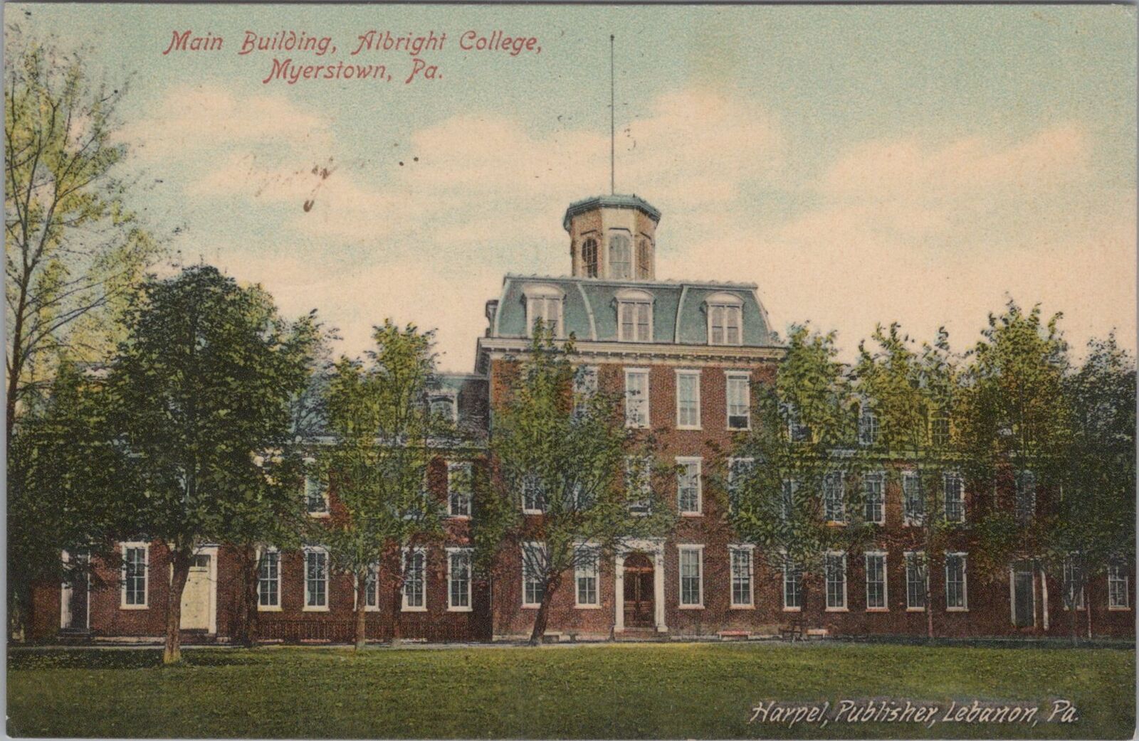 Postcard Main Building Albright College Myerstown PA 1908