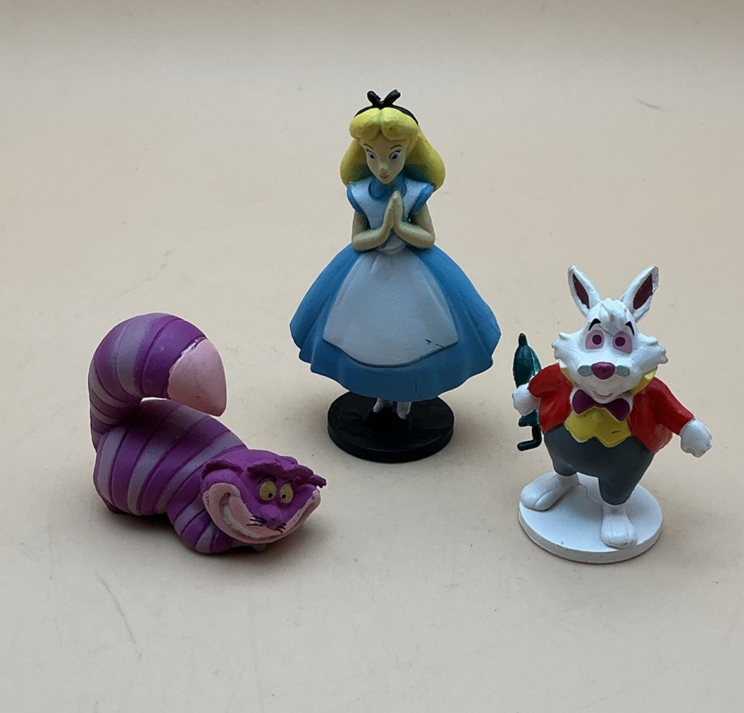 Vtg Alice in Wonderland PVC Figures White Rabbit Cheshire Cat Cake Toppers Vtg Alice in Wonderland PVC Figures White Rabbit Cheshire Cat Cake Toppers