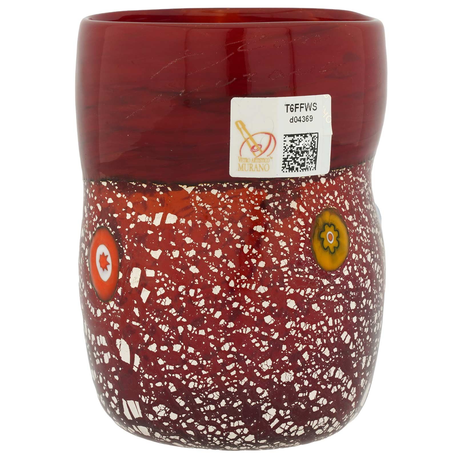 GlassOfVenice Murano Drinking Glass - Silver Burgundy Mosaic GlassOfVenice Murano Drinking Glass - Silver Burgundy Mosaic