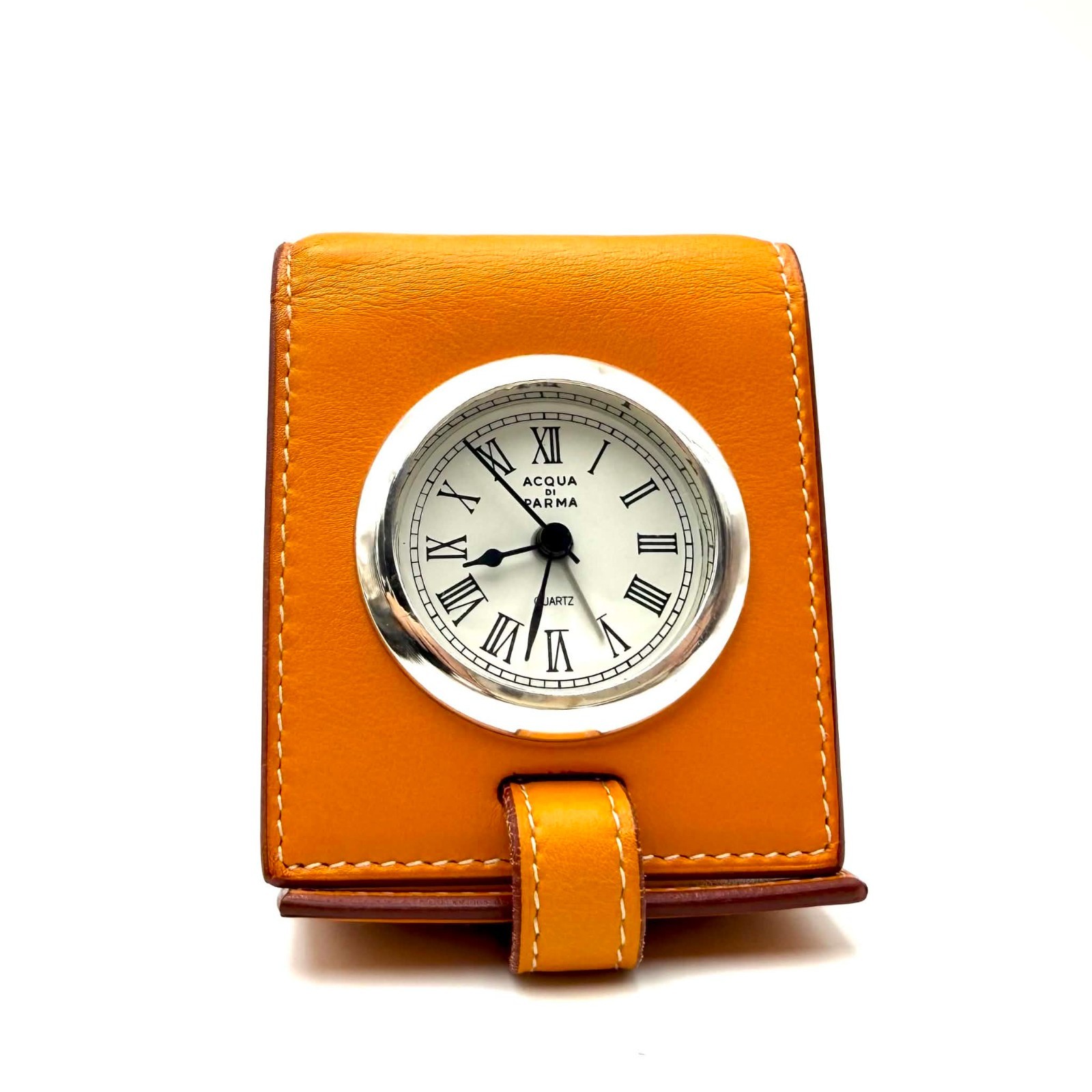 Vintage Acqua di Parma .926 Sterling Silver Orange Leather Travel Clock Rare Vintage Acqua di Parma .926 Sterling Silver Orange Leather Travel Clock Rare