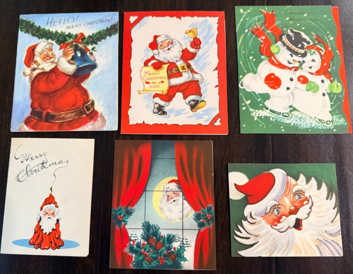 Vintage 1940s 1950s Santa/Snowman Christmas Cards Bright Art Crafts Decor Vintage 1940s 1950s Santa/Snowman Christmas Cards Bright Art Crafts Decor