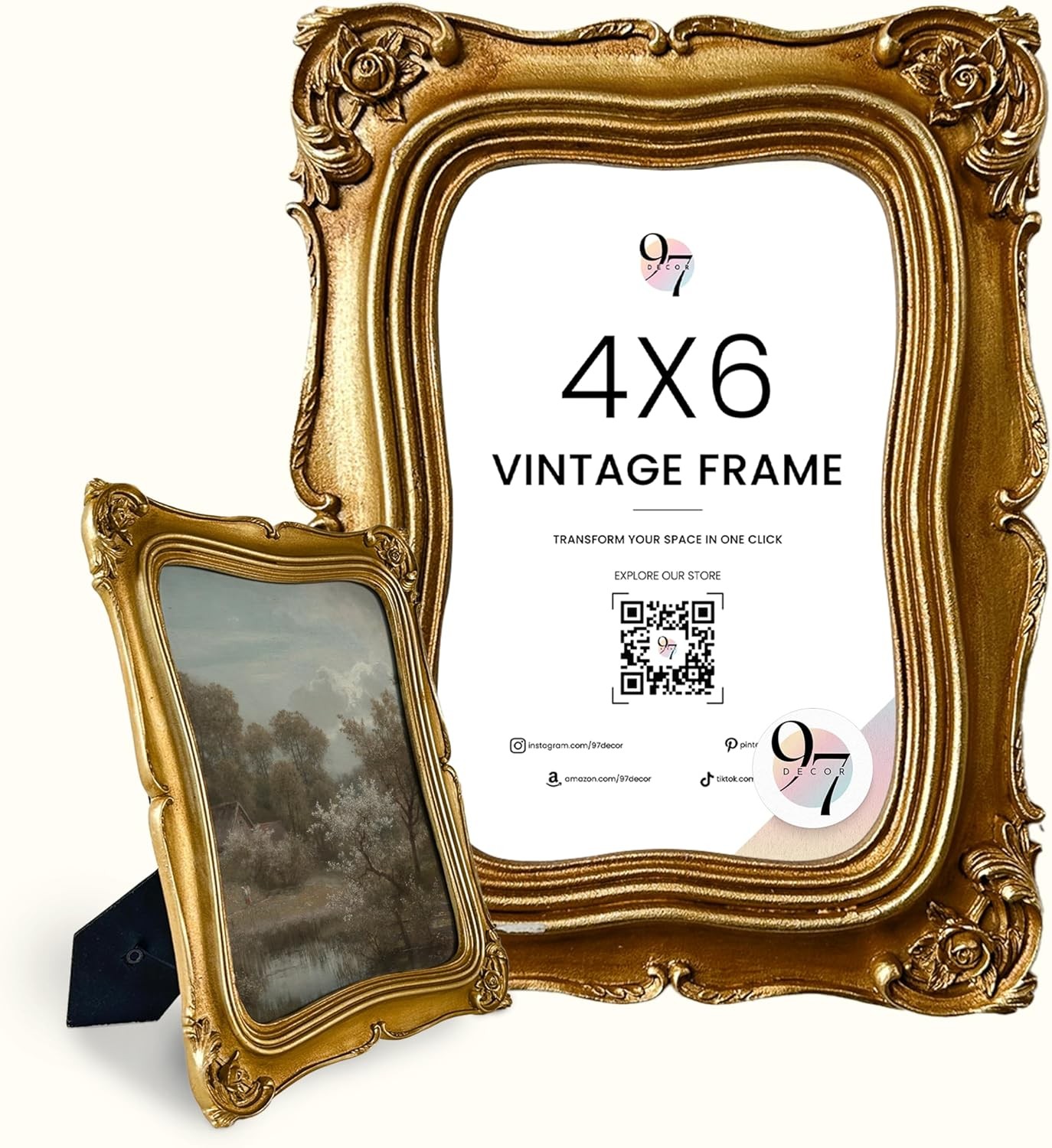 97 Decor Vintage Picture Frame 4x6- Gold 4x6 Picture Frame, Elegant Antique Fram 97 Decor Vintage Picture Frame 4x6- Gold 4x6 Picture Frame, Elegant Antique Fram
