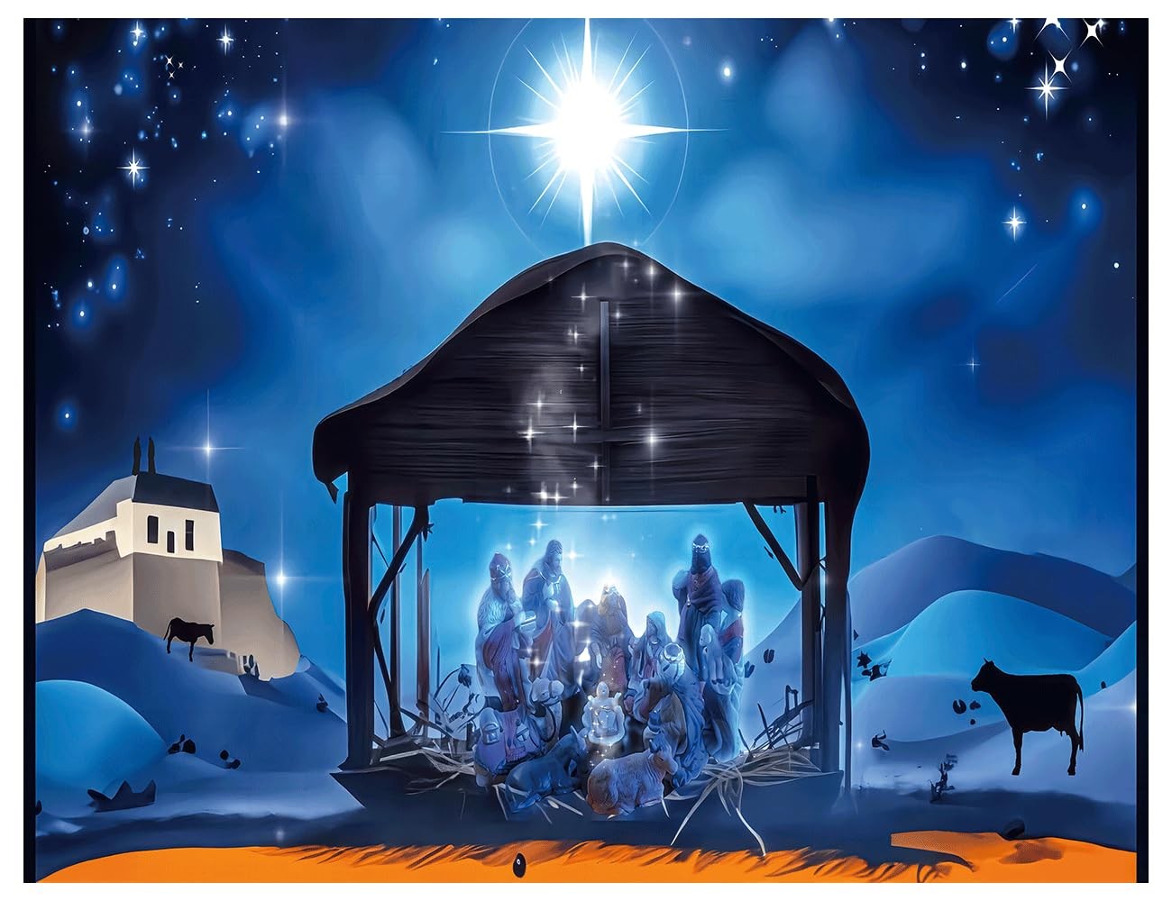 YYNXSY Nativity Scene Backdrop 10x8FT Christmas Star Night Blue YYNXSY Nativity Scene Backdrop 10x8FT Christmas Star Night Blue