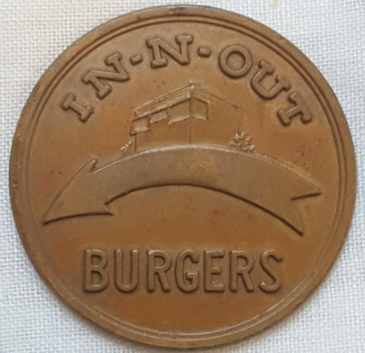 Ultra Rare 1950s In N Out Burger First Edition "Good For One Burger" Coin Token Ultra Rare 1950s In N Out Burger First Edition "Good For One Burger" Coin Token