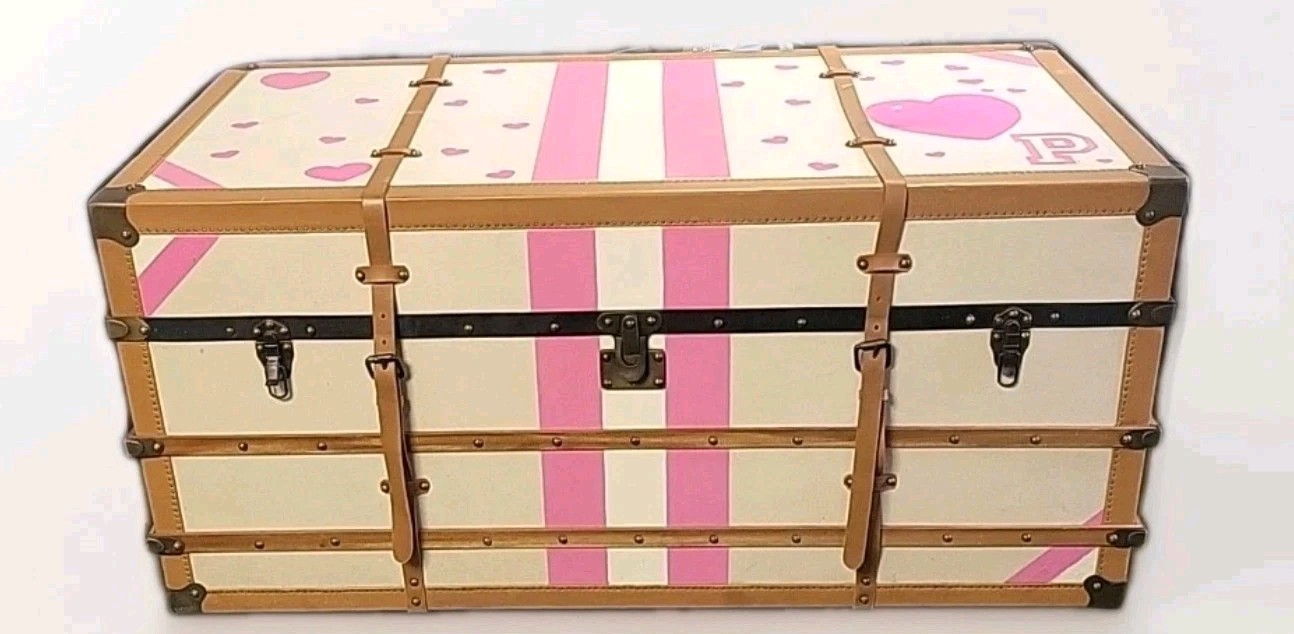 Rare Victorias Secret Oversized Trunk Store Display Leather Belted Storage 48" Rare Victorias Secret Oversized Trunk Store Display Leather Belted Storage 48"
