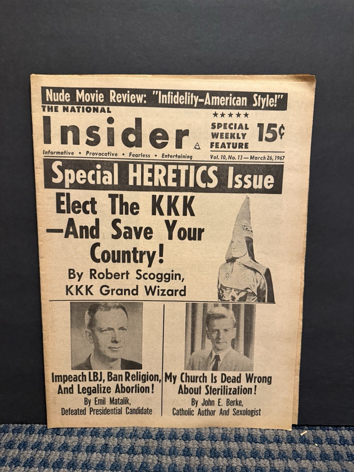 1967 The National Insider Newspaper, Elect KKK and Save Your Country (VRN10L) 1967 The National Insider Newspaper, Elect KKK and Save Your Country (VRN10L)