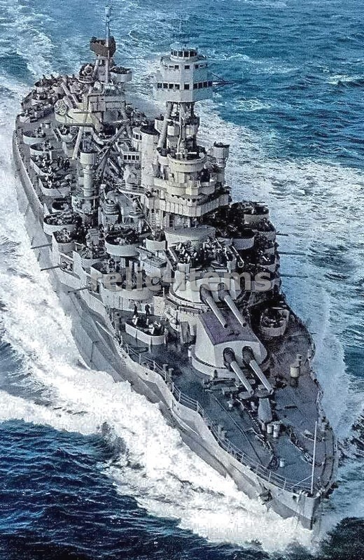 WW2 PICTURE PHOTO USS TEXAS BATTLESHIP AT SEA 7106