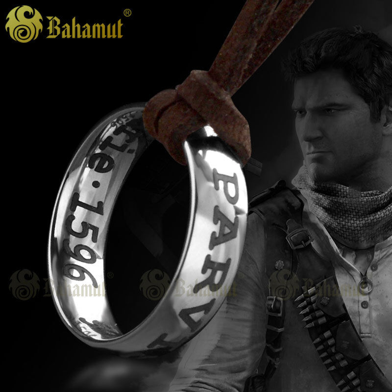 Uncharted 4 Nathan Drake's Ring Pendant Cord Chain Necklace Titanium Steel Ring