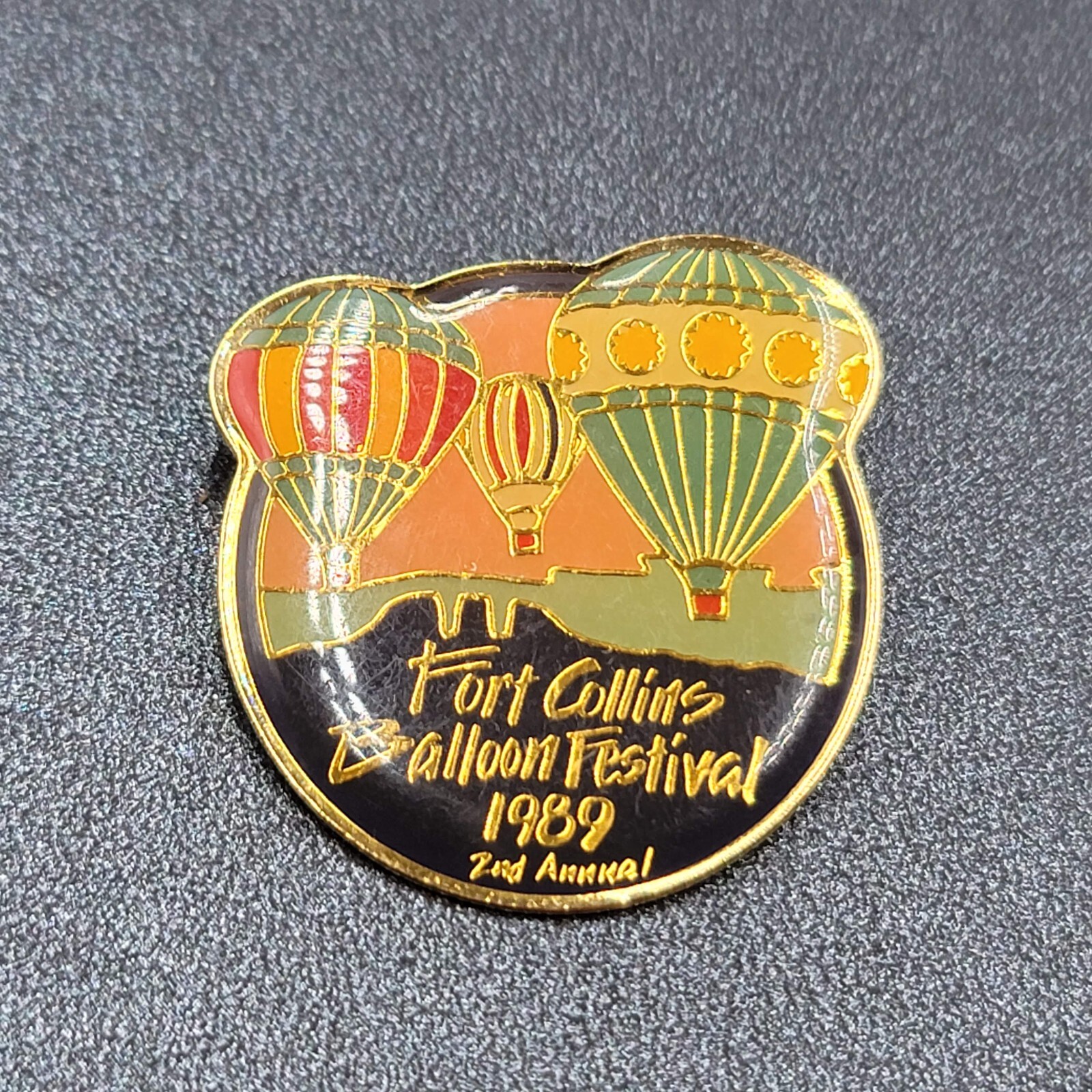 Vtg 1989 2nd Annual Fort Collins Balloon Festival Pin Hot Air Balloons Gold Tone Vtg 1989 2nd Annual Fort Collins Balloon Festival Pin Hot Air Balloons Gold Tone